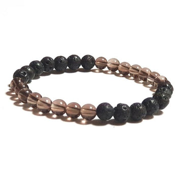 Handmade Nurturing Bracelet – Smokey Quartz & Lava Stone for Wellbeing on white background